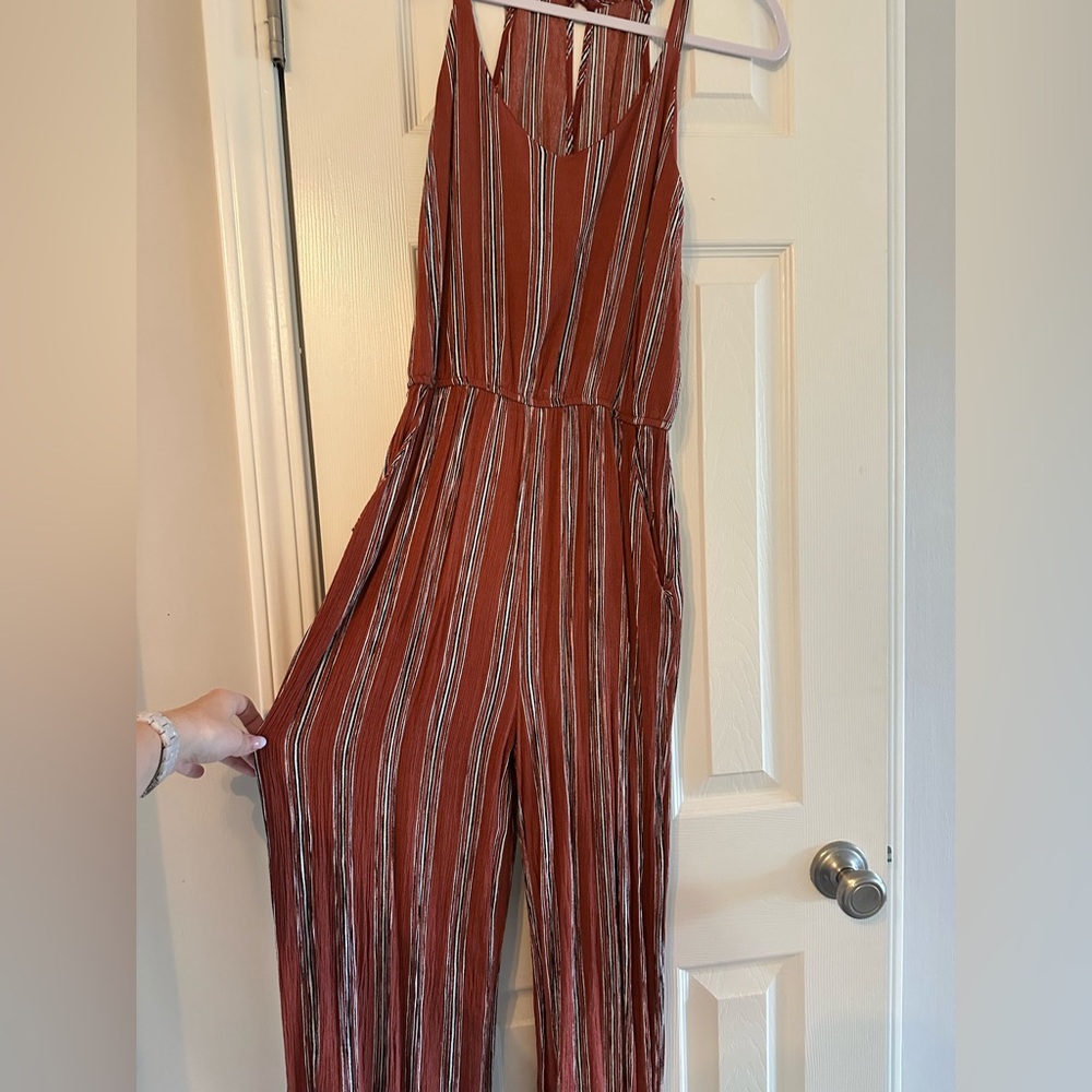 Striped Rust Jumpsuit
